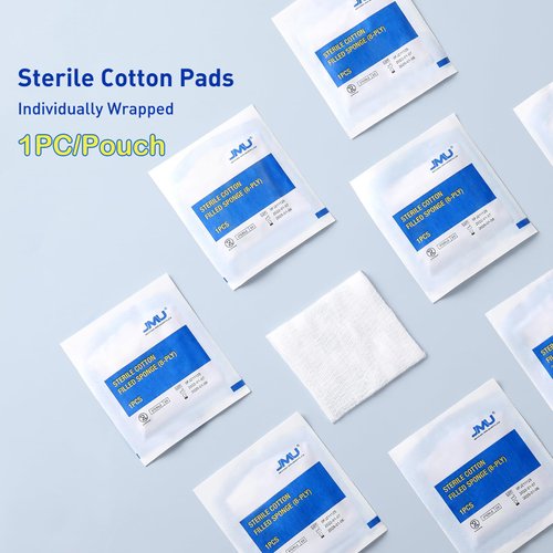 JMU Cotton Gauze Pads 2x2 Sterile Individually Wrapped, 100pcs, 8-ply Woven Gauze Sponges, Nonstick Dental Gauze Pads for Wounds Bulk