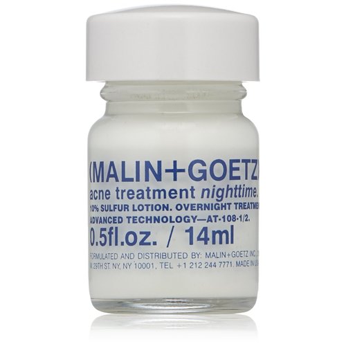 Malin + Goetz Acne Treatment Nighttime, 0.5 Fl. Oz. - Overnight Sulfur Acne Spot Treatment, Blemish Control & Scar Treatment, All Skin Types, Vegan & Cruelty Free