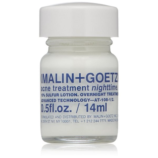 Malin + Goetz Acne Treatment Nighttime, 0.5 Fl. Oz. - Overnight Sulfur Acne Spot Treatment, Blemish Control & Scar Treatment, All Skin Types, Vegan & Cruelty Free