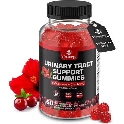 VITAMIZED Potent Cranberry Gummies 1500mg with D Mannose - Urinary Tract Health for Women & Men, Urinary Flush & Bladder Fast-Acting Support Supplements with Hibiscus Powder, 60 Count
