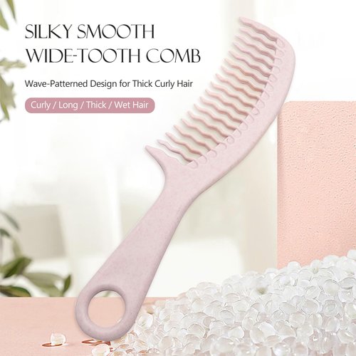 Wet Brush Detangling Comb, Unisex - 1 Count, Black, Wave Tooth Design, For Wet or Dry Hair, No Pulling or Tugging, Prevents Snagging & Breakage (Light Pink)