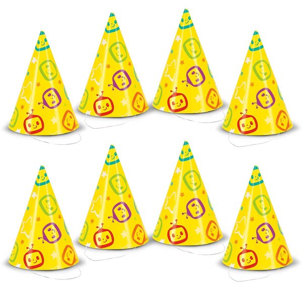 Cocomelon Mini Party Hats - (Pack of 8) - Vibrant & Adorable Design - Perfect for Kids Birthdays & Events