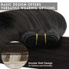 Sunny Sew in Hair Extensions Real Human Hair Black for Women Weft Hair Extensions Human Hair Jet Black Sew in Extensions Human Hair Invisible Hair Extensions Weft One Bundle 16Inch 100G