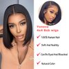 4x4 Lace Front Bob Wigs Human Hair 180 Density HD Transparent Lace Bob Wig for Black Women Short Straight Bob Lace Frontal Wigs Glueless Pre Plucked With Baby Hair Natural Color 14 Inch