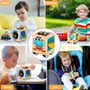 Montessori Busy Board for Kids, Wooden Sensory Activity Cube Toy with Car LED Light, Switch, Steering Wheel, Gear, Fine Motor Skill Learning Toy Gift for 3 4 5 6 Years Boy, Girl & Autism ADHD Toddler