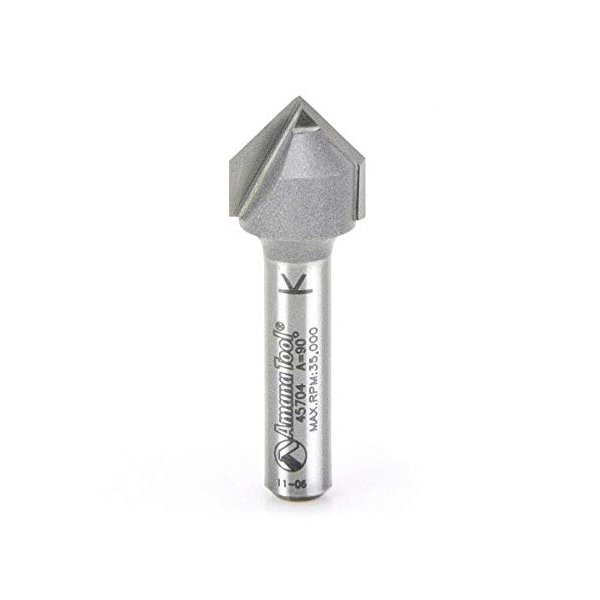 Amana 45704 V Groove 1/2" Diameter 1/4" Shank Router Bit