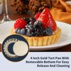 RICHSC-PAN Mini Tart Pan 12PCS, 4 Inch Tart Pan Removable Bottom Non-Stick Tin, 0.9 Inches High Suitable for DIY Making Small Tarts at Home. Champagne Gold Appearance.