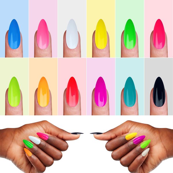 Kliveco 362pcs in 12 Colors Almond Press On Nails with Nail Glue and Nail File - Supremely Fit & Natural Acrylic nails - Fade Proof -Reusable Gel Fake Nails Kit,15 Sizes - Safe and Harmless