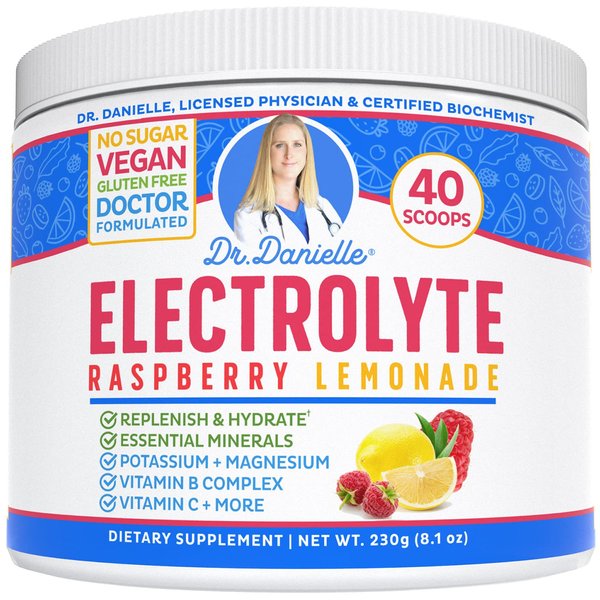 Dr. Danielle's Original Electrolyte Powder - Hydration Drink Mix Supplement - Boosts Energy & Keto-Friendly - No Maltodextrin & Sugar Free - Raspberry Lemonade Flavor