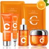 5 x Vitamin C Skin Care Set, Skincare Routine Set, Facial Skin Care Products, Skincare Gift Set with Cleanser, Eye Cream, Serum, Cream, Mask, Anti-Aging Skin Care Kit for Firming & Hydrating 6PCS