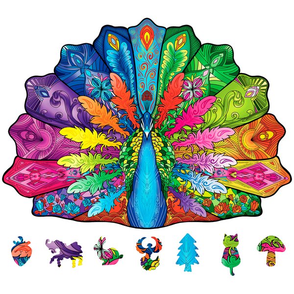 NATITI Wooden Puzzles for Adults, Peacock Puzzle, 13.7'' x 10'', 136 Pieces, Gift for Adults, Wood Puzzles Adult, Wood Cut Puzzles, Animal Shaped Puzzles