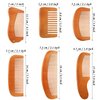 6 Pieces Handmade Wooden Comb Wood Hair Comb Wooden Beard Comb Natural Green Sandalwood Wide and Fine Teeth Comb Set with Anti Static and No Snag Handmade Brush for Kids, Women and Men (Cute Style)