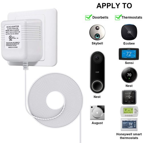 Hotop 24 Volt C Wire Adapter for Smart Thermostat, UL Listed 16.5ft Long Power Connector C Wire for All Versions of Smart Thermostat Compatible with Nest, Honeywell, Ecobee, Wyze, Sensi