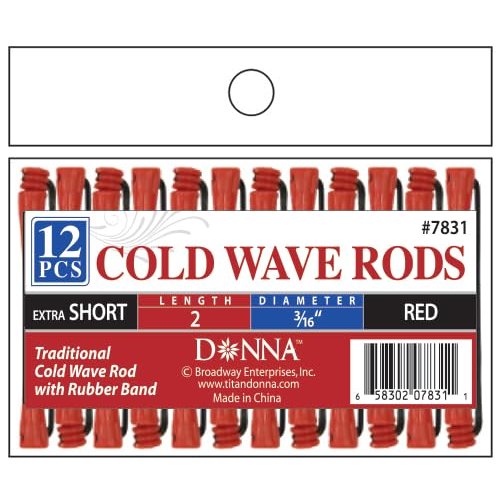 DONNA Cold Wave Rods 2"(L), 2/16"(D) 12PCS XS Rollers Foam Hair Rollers Hair Curlers Hair Clips for Hairdressing Styling Heatless Hair Curler RED