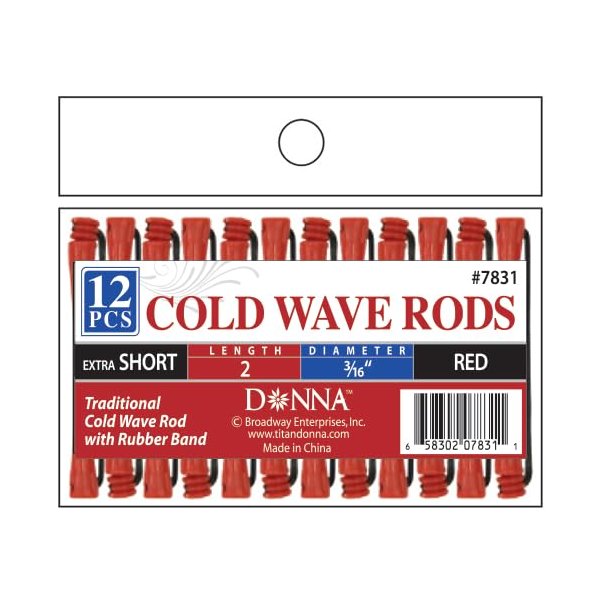 DONNA Cold Wave Rods 2"(L), 2/16"(D) 12PCS XS Rollers Foam Hair Rollers Hair Curlers Hair Clips for Hairdressing Styling Heatless Hair Curler RED