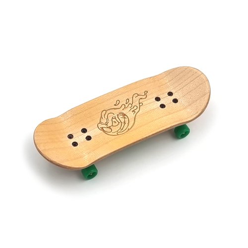 SPITBOARDS 34mm x 96mm Pro Fingerboard Set-Up (Complete) | Real Wood Deck | Pro Trucks with Lock-Nuts and Pro Bushings | Polyurethane Pro Wheels with Bearings | Logo (Green Version)
