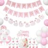 Swan Birthday Party Decorations, Swan Princess Party Decorations Banner White Pink Swan Balloon Cake Cupcake Topper Balloon for Girl Birthday Party Baby Shower
