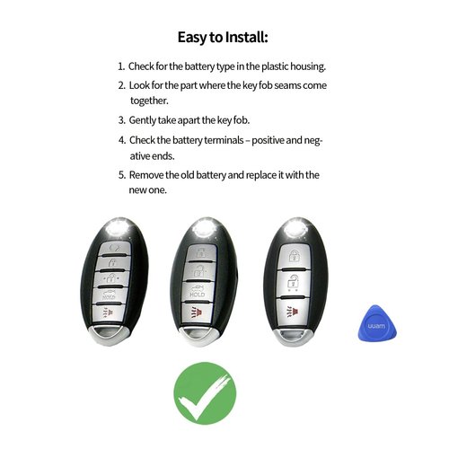 uuam (2Pack) CR2032 2032 Remote Key Fob Battery Key case Shell Replacement for Nissan (2007-2022+) 370Z Altima Armada GT-R Kicks Leaf Maxima Murano Pathfinder Rogue Sentra Titan Versa