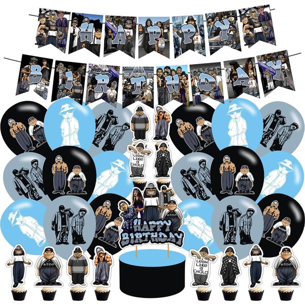 Homies Birthday Party Decoration,Homies Include Homies Theme Birthday Banner, Cake Topper, Latex Balloons for Fans Birthday Party Supplies, Blue