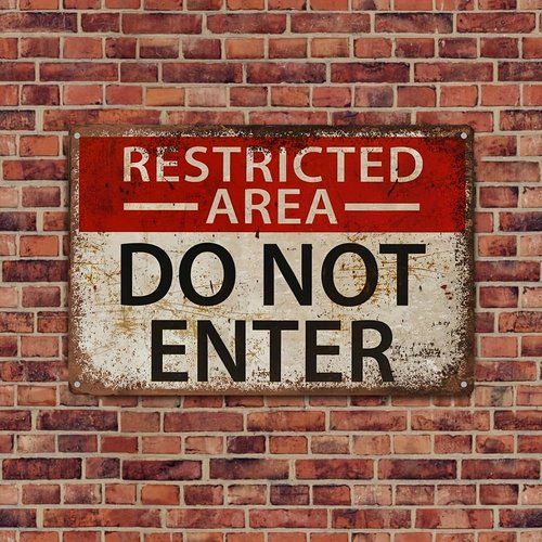 Distinctive Restricted Area Sign - Premium Metal Tin Wall Art with Do Not Enter Warning, 8x12 Inches/30x20cm Size, Durable, Waterproof, Easy to Hang, Indoor and Outdoor Use