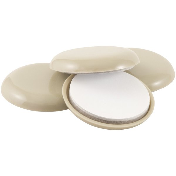 Super Sliders 1 11/16" Round Self-Stick Furniture Sliders or Movers for Carpet to Protect Furniture and Move Effortlessly, Beige (4 Pack)