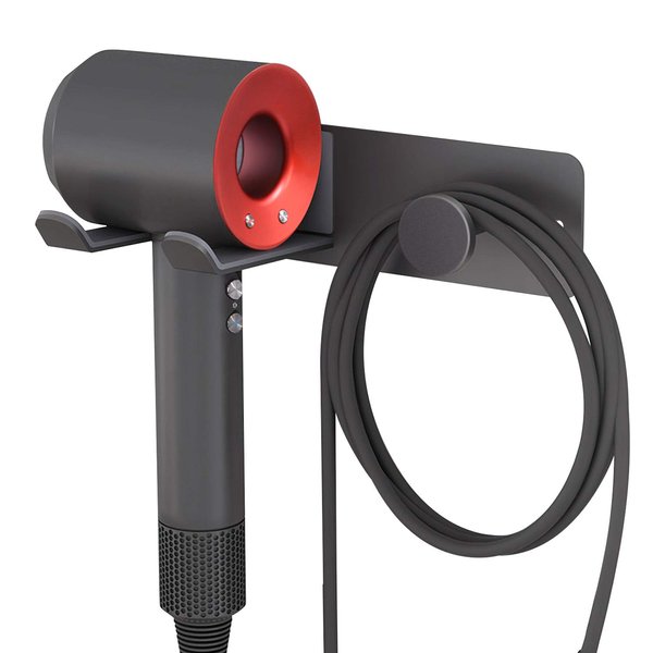 FLE Hair Dryer Holder Wall Mounted, New Upgrade Stainless Steel Self Adhesive Blow Dryer Holder Rack for Dyson Supersonic Hair Dryer,Black