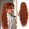 BARSDAR Copper Red Ponytail Extension - 26 Inch Drawstring Ponytail Hair Extensions for Women - Long Curly Wavy Synthetic Clip in Fake Pony Tails Hairpieces Girls Daily Party - Copper Red