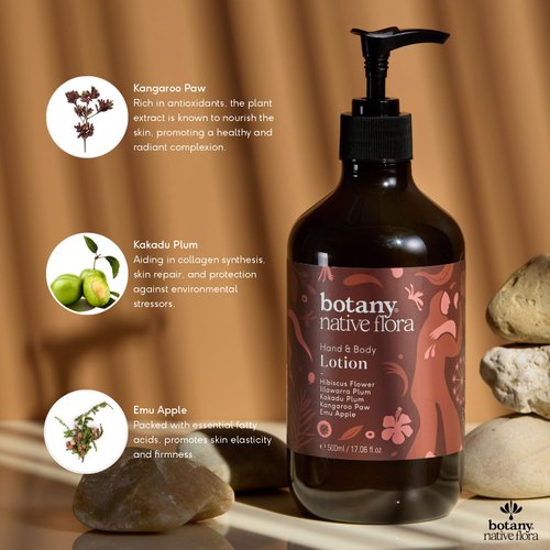 botany Native Flora Hand and Body Lotion, Deeply Hydrating Lotion with Australian Native Plant Extracts, Leaves your Skin Soft, Smooth and Supple, Hand and Body Moisturiser 17.06 Fl Oz
