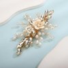 Xerling Gold Rhinestones Crystal Flower Hair Barrettes Clip Boho Bridal Pearl Hair Jewelry Accessories for Women Wedding Floral Headpieces (Gold)