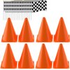 Traffic Cones with Racing Checkered Flags-8 Traffic Cones With Hole on Top, 16 Checkered Flags, Race Car Birthday Party Supplies, Table Centerpiece Decorations, Kids Gift (24PCS)