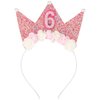 SuPoo 6th Birthday Decorations for Girl 6th Birthday Girl Headband Birthday Crown for Girls Glitter Hair Band for Party 6 Year Old Happy Birthday Decorations Flower Princess Tiara Hair Accessory