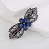 Kercisbeauty Blue Crystal Beads Flower Silver Leaves Hair Clasp Vintage Hair Barrettes for Women Girls Wedding Jewelry for Thin Hair (Flower)