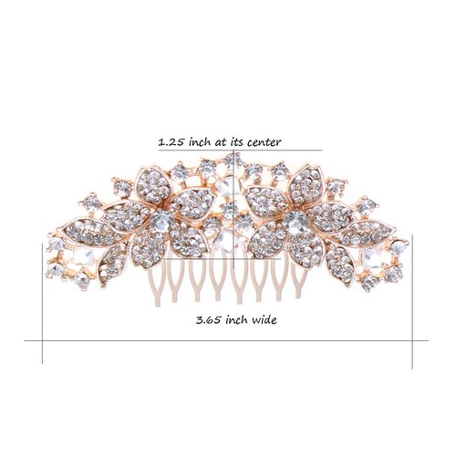 Weddingtopia Rose Gold Bridal, Wedding or Prom Hair Comb Acessory (AHR703)