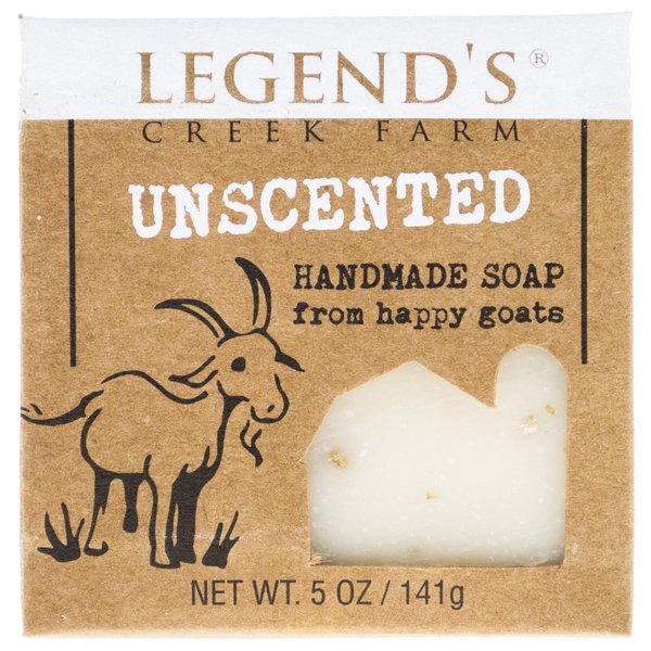 Legend’s Creek Farm Goat Milk Soap - Cleansing Moisturizing Soap Bar for Hands and Body - 5 Oz Creamy Lather, Nourishing, Gentle Natural Soap for Sensitive Skin, Handmade in USA (Unscented, Pack of 1)