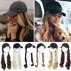 SEGO Baseball Cap with Hair Extensions for Women Adjustable Hat with Hair Attached Synthetic Long Wavy Wig with Black Hat Stylable for Pigtail Ponytail 16 Inch Sandy Blonde&Bleach Blonde 290g