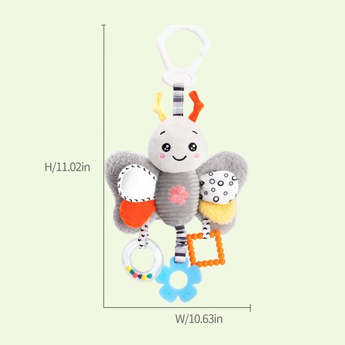 Jambo mom Baby Hanging Toy for Activity Gym, Car Seat Toys, Carseat Toys Hanging, Car Seat Toys for Babies 6-12 Months, Infant Rattles Toys with Teether, Stroller Toys for 0 3 6 9 12 Months