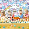 Kawaii Birthday Decorations, Cute Party Supplies Include Banner, Hanging Swirl, Balloon, Backdrop, Cupcake Toppers for Kawaii Birthday Supplies