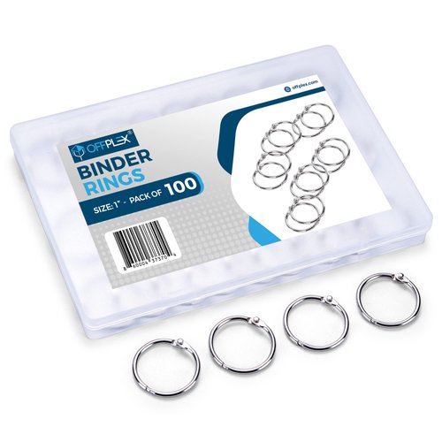 OFFPLEX Loose Leaf Binder Rings 1 Inch (100 Pack) – Sturdy Book Rings, Index Card Rings, Key Rings, Flashcard Rings, Notebook Paper Rings, Metal Rings for Office, School or Home