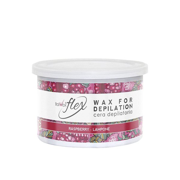 Italwax Flex Raspberry - 397g / 14oz - Soft wax for hair removal - Raspberry aroma - Liposoluble syntetic formulation - Ideal for waxing all body area ​