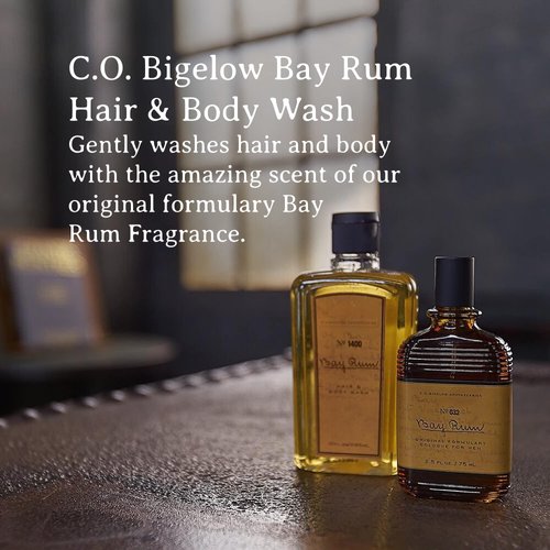 C.O. Bigelow Bay Rum Hair and Body Wash for Men, No. 1400, 10 fl oz. Mens Body Wash and Shampoo with Citrus and Spice Scent, Cruelty Free