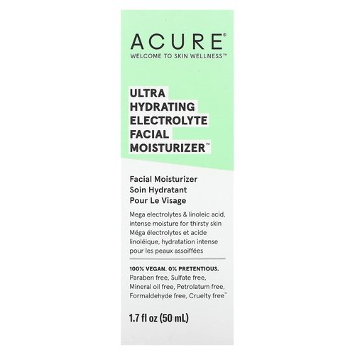 Acure Ultra Hydrating Electrolyte Facial Moisturizer | 100% Vegan | For Dry Skin | With Plant Squalane & Prickly Pear For Intense Moisture | Easily Absorbed 1.7 Fluid Ounce (Pack of 1)