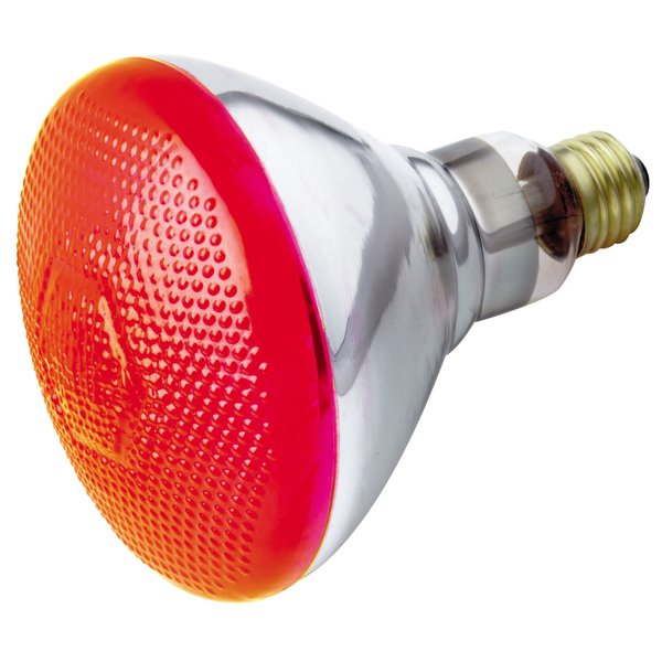 Satco S4424 100 Watt BR38 Incandescent 120 Volt Medium Base Light Bulb, Red