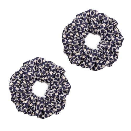 Cicimeiluody Scrunchies for Women's Hair - Organic Cotton Fluffy Hair Scrunchies | Hair Tie Scrunchies for Girls | Scrunchie | Hair Bands & Ponytail Holders (2, Navy Blue, Regular)