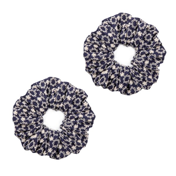 Cicimeiluody Scrunchies for Women's Hair - Organic Cotton Fluffy Hair Scrunchies | Hair Tie Scrunchies for Girls | Scrunchie | Hair Bands & Ponytail Holders (2, Navy Blue, Regular)