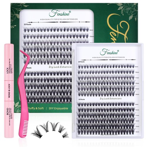 Fenshine Cluster Eyelash Extensions 240pcs 20D/40D Cluster Eyelashes Mixed, Natural False Eyelashes Cluster Soft Individual Lashes Clusters