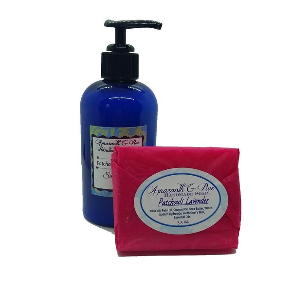 Patchouli Lavender Soap and Silk Lotion Set | Amaranth & Rue