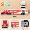 MT WORLD Toy Truck Personalized Semi Truck Toy with Name 1/87 Scale Diecast Model Tonka Container Car Carrier for Boys Teens Birthday
