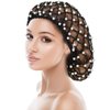 MTLEE 2 Pieces Snoods for Women Hair Mesh Crochet Hair Net with Pearl Rayon Hairnet Hair Wrap Hair Cover Ornament Rayon Knit for Sleeping (Black, Gray)