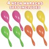 ArtCreativity 7.5 Inch Plastic Maracas for Kids, 4 Pairs, Neon Music Hand Shakers, Fun Noise Makers and Toy Musical Instruments, Birthday Party Favors, Fiesta Decorations, Goodie Bag Fillers