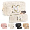 YOOLIFE Brithday Gifts for Women, Monogram Cosmetic Bag Letter Toiletry Travel Bag Teen Girls Gifts Trendy Stuff Daughter Gifts Girlfriend Gifts Birthday Gifts Christmas Gifts for Women (White M)